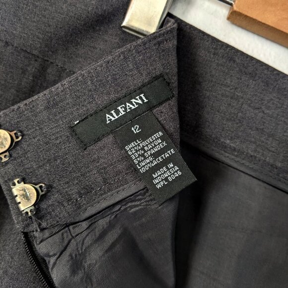 Alfani Pencil Business Skirt Above the Knee Suit Work Wear Classic Lined Grey 12 - Picture 5 of 6
